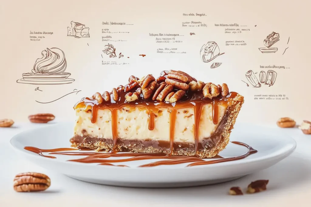nutritional breakdown of a caramel pecan cheesecake pie