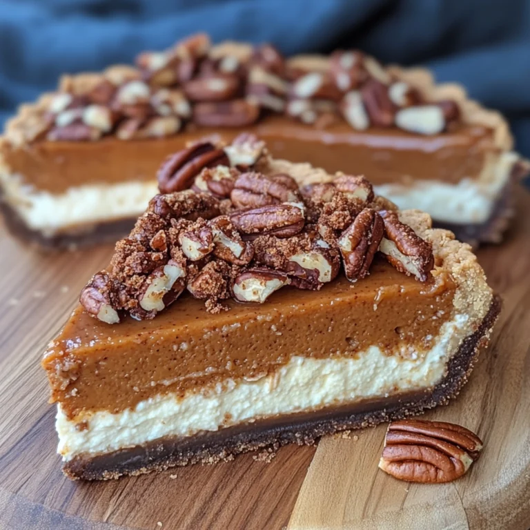 "A slice of Pumpkin Pie Pecan Cheesecake on a white plate garnished with whipped cream and a drizzle of caramel."