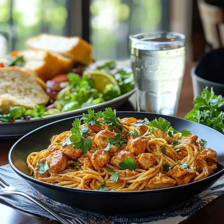 A beautifully served plate of cajun chicken Pasta Chili's recipe with garlic bread, fresh salad, and a glass of white wine on a cozy dinner table setting.